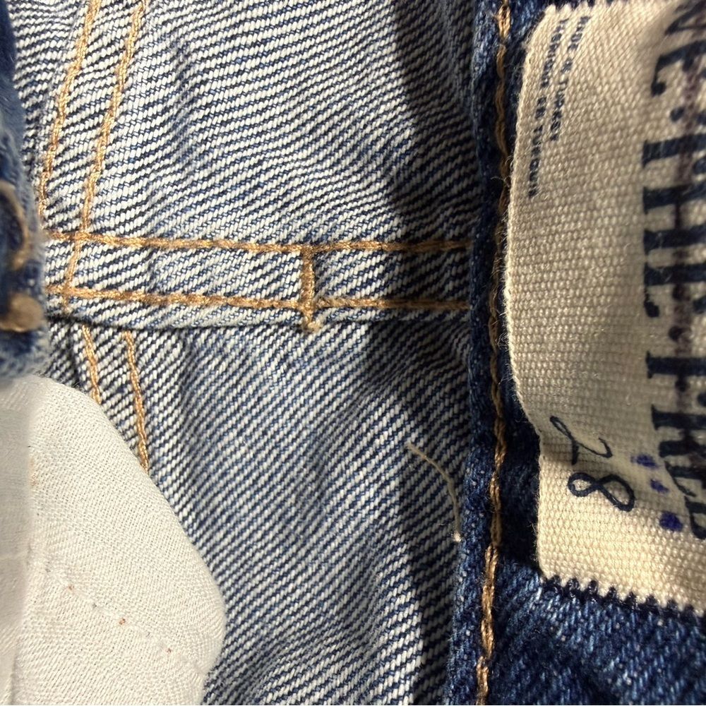 Free People Patchwork Straight Leg Jeans in Light Blue and Dark Blue - Picture 9 of 9